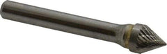 SGS Pro - 3/8" Cut Diam, 1/4" Shank Diam, Cone Head Double Cut Burr - Carbide, Point End, 5/16" LOC, 2-1/16" OAL - Eagle Tool & Supply