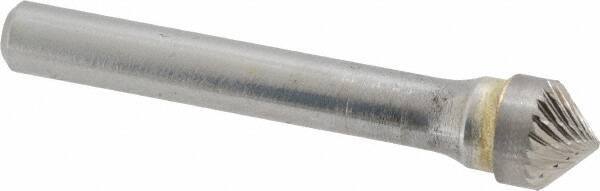 SGS Pro - 3/8" Cut Diam, 1/4" Shank Diam, Cone Head Double Cut Burr - Carbide, Point End, 3/16" LOC, 2-1/16" OAL - Eagle Tool & Supply