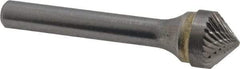 SGS Pro - 1/2" Cut Diam, 1/4" Shank Diam, Cone Head Double Cut Burr - Carbide, Point End, 1/4" LOC, 2" OAL - Eagle Tool & Supply