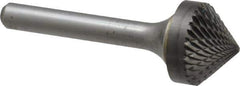 SGS Pro - 3/4" Cut Diam, 1/4" Shank Diam, Cone Head Double Cut Burr - Carbide, Point End, 3/8" LOC, 2-1/8" OAL - Eagle Tool & Supply