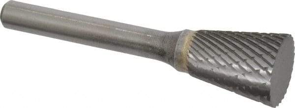 SGS Pro - 5/8" Cut Diam, 1/4" Shank Diam, Inverted Cone Head Double Cut Burr - Carbide, Flat End, 3/4" LOC - Eagle Tool & Supply