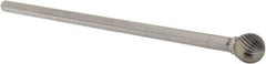 SGS Pro - 1/2" Cut Diam, 1/4" Shank Diam, Ball Head Single Cut Burr - Carbide, Radius End, 7/16" LOC - Eagle Tool & Supply