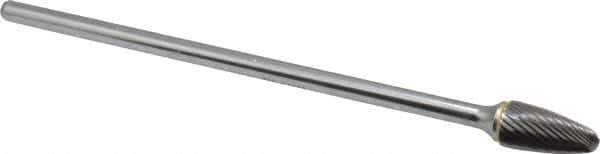 SGS Pro - 1/2" Cut Diam, 1/4" Shank Diam, Tree with Radius Head Single Cut Burr - Carbide, Radius End, 1" LOC - Eagle Tool & Supply