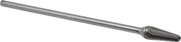 SGS Pro - 1/2" Cut Diam, 1/4" Shank Diam, Taper Head Single Cut Burr - Carbide, Radius End, 1-1/8" LOC - Eagle Tool & Supply