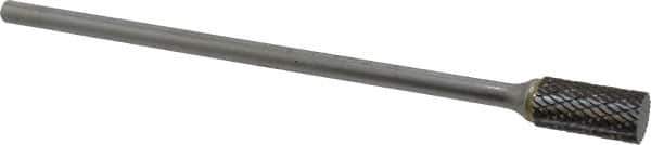 SGS Pro - 1/2" Cut Diam, 1/4" Shank Diam, Cylinder Head Double Cut Burr - Carbide, Flat End, 1" LOC - Eagle Tool & Supply