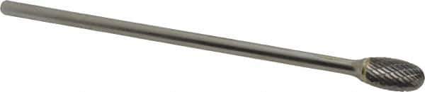 SGS Pro - 1/2" Cut Diam, 1/4" Shank Diam, Oval Head Double Cut Burr - Carbide, Radius End, 7/8" LOC - Eagle Tool & Supply