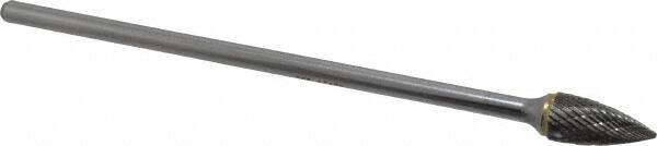 SGS Pro - 1/2" Cut Diam, 1/4" Shank Diam, Tree Head Double Cut Burr - Carbide, Point End, 1" LOC - Eagle Tool & Supply