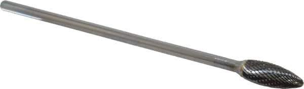 SGS Pro - 1/2" Cut Diam, 1/4" Shank Diam, Flame Head Double Cut Burr - Carbide, Radius End, 1-1/4" LOC - Eagle Tool & Supply