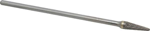 SGS Pro - 3/8" Cut Diam, 1/4" Shank Diam, Taper Head Double Cut Burr - Carbide, Radius End, 1-1/16" LOC - Eagle Tool & Supply