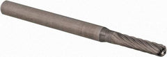 SGS Pro - 3/32" Cut Diam, 1/8" Shank Diam, Cylinder with Radius Head Single Cut Burr - Carbide, Radius End, 7/16" LOC, 2" OAL - Eagle Tool & Supply