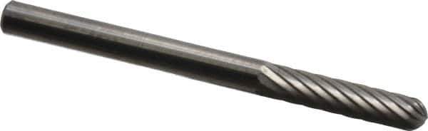 SGS Pro - 1/8" Cut Diam, 1/8" Shank Diam, Cylinder with Radius Head Single Cut Burr - Carbide, Radius End, 9/16" LOC, 1-1/2" OAL - Eagle Tool & Supply