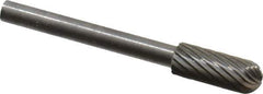 SGS Pro - 3/16" Cut Diam, 1/8" Shank Diam, Cylinder with Radius Head Single Cut Burr - Carbide, Radius End, 1/2" LOC - Eagle Tool & Supply