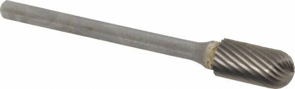SGS Pro - 1/4" Cut Diam, 1/8" Shank Diam, Cylinder with Radius Head Single Cut Burr - Carbide, Radius End, 1/2" LOC, 2-15/16" OAL - Eagle Tool & Supply