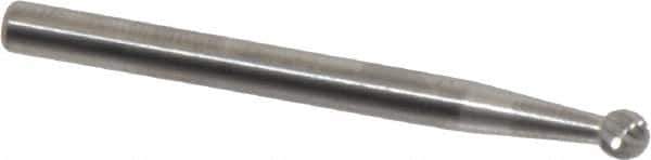 SGS Pro - 1/8" Cut Diam, 1/8" Shank Diam, Ball Head Single Cut Burr - Carbide, Radius End, 1/8" LOC, 1-1/2" OAL - Eagle Tool & Supply