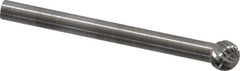 SGS Pro - 3/16" Cut Diam, 1/8" Shank Diam, Ball Head Single Cut Burr - Carbide, Radius End, 5/32" LOC - Eagle Tool & Supply