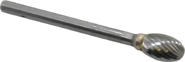 SGS Pro - 1/4" Cut Diam, 1/8" Shank Diam, Oval Head Single Cut Burr - Carbide, Radius End, 3/8" LOC - Eagle Tool & Supply