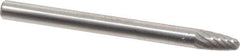 SGS Pro - 1/8" Cut Diam, 1/8" Shank Diam, Tree with Radius Head Single Cut Burr - Carbide, Radius End, 1/4" LOC, 1-1/2" OAL - Eagle Tool & Supply