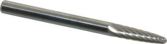 SGS Pro - 1/8" Cut Diam, 1/8" Shank Diam, Tree with Radius Head Single Cut Burr - Carbide, Radius End, 1/2" LOC, 1-1/2" OAL - Eagle Tool & Supply