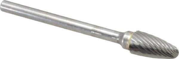 SGS Pro - 1/4" Cut Diam, 1/8" Shank Diam, Tree with Radius Head Single Cut Burr - Carbide, Radius End, 1/2" LOC, 2" OAL - Eagle Tool & Supply