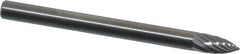 SGS Pro - 1/8" Cut Diam, 1/8" Shank Diam, Tree Head Single Cut Burr - Carbide, Point End, 1/4" LOC, 1-1/2" OAL - Eagle Tool & Supply