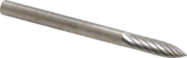 SGS Pro - 1/8" Cut Diam, 1/8" Shank Diam, Tree Head Single Cut Burr - Carbide, Point End, 1/2" LOC, 1-1/2" OAL - Eagle Tool & Supply