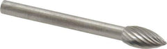 SGS Pro - 3/16" Cut Diam, 1/8" Shank Diam, Flame Head Single Cut Burr - Carbide, Radius End, 3/8" LOC - Eagle Tool & Supply