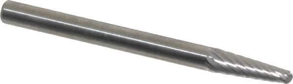 SGS Pro - 1/8" Cut Diam, 1/8" Shank Diam, Taper Head Single Cut Burr - Carbide, Radius End, 3/8" LOC, 1-1/2" OAL - Eagle Tool & Supply