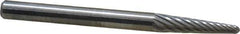 SGS Pro - 1/8" Cut Diam, 1/8" Shank Diam, Taper Head Single Cut Burr - Carbide, Radius End, 1/2" LOC, 1-1/2" OAL - Eagle Tool & Supply