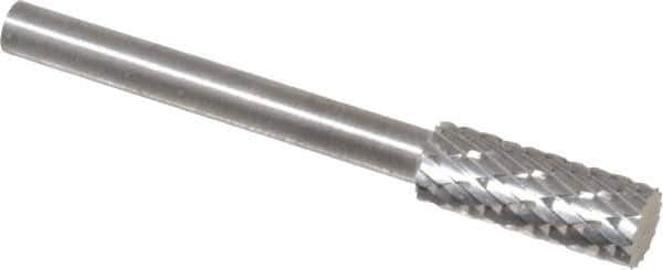 SGS Pro - 3/16" Cut Diam, 1/8" Shank Diam, Cylinder Head Double Cut Burr - Carbide, Flat End, 1/2" LOC - Eagle Tool & Supply