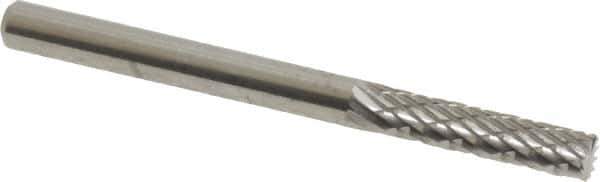 SGS Pro - 1/8" Cut Diam, 1/8" Shank Diam, Cylinder with End Cut Head Double Cut Burr - Carbide, End Cut End, 9/16" LOC, 1-1/2" OAL - Eagle Tool & Supply