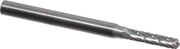 SGS Pro - 3/32" Cut Diam, 1/8" Shank Diam, Cylinder with Radius Head Double Cut Burr - Carbide, Radius End, 7/16" LOC, 1-1/2" OAL - Eagle Tool & Supply