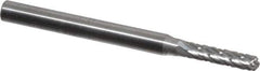 SGS Pro - 3/32" Cut Diam, 1/8" Shank Diam, Cylinder with Radius Head Double Cut Burr - Carbide, Radius End, 7/16" LOC, 1-1/2" OAL - Eagle Tool & Supply