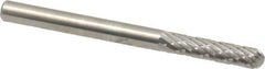 SGS Pro - 1/8" Cut Diam, 1/8" Shank Diam, Cylinder with Radius Head Double Cut Burr - Carbide, Radius End, 9/16" LOC, 1-1/2" OAL - Eagle Tool & Supply