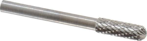 SGS Pro - 5/32" Cut Diam, 1/8" Shank Diam, Cylinder with Radius Head Double Cut Burr - Carbide, Radius End, 1/2" LOC - Eagle Tool & Supply
