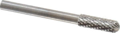 SGS Pro - 5/32" Cut Diam, 1/8" Shank Diam, Cylinder with Radius Head Double Cut Burr - Carbide, Radius End, 1/2" LOC - Eagle Tool & Supply