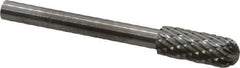 SGS Pro - 3/16" Cut Diam, 1/8" Shank Diam, Cylinder with Radius Head Double Cut Burr - Carbide, Radius End, 1/2" LOC - Eagle Tool & Supply