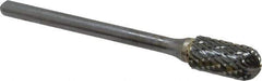 SGS Pro - 1/4" Cut Diam, 1/8" Shank Diam, Cylinder with Radius Head Double Cut Burr - Carbide, Radius End, 1/2" LOC, 2-15/16" OAL - Eagle Tool & Supply