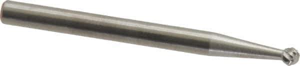 SGS Pro - 3/32" Cut Diam, 1/8" Shank Diam, Ball Head Double Cut Burr - Carbide, Radius End, 3/32" LOC, 1-1/2" OAL - Eagle Tool & Supply