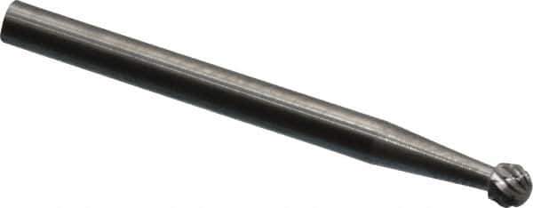 SGS Pro - 1/8" Cut Diam, 1/8" Shank Diam, Ball Head Double Cut Burr - Carbide, Radius End, 1/8" LOC, 1-1/2" OAL - Eagle Tool & Supply