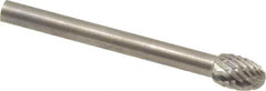 SGS Pro - 3/16" Cut Diam, 1/8" Shank Diam, Oval Head Double Cut Burr - Carbide, Radius End, 9/32" LOC - Eagle Tool & Supply