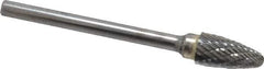 SGS Pro - 1/4" Cut Diam, 1/8" Shank Diam, Tree with Radius Head Double Cut Burr - Carbide, Radius End, 1/2" LOC, 2" OAL - Eagle Tool & Supply