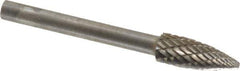 SGS Pro - 3/16" Cut Diam, 1/8" Shank Diam, Tree Head Double Cut Burr - Carbide, Point End, 1/2" LOC - Eagle Tool & Supply