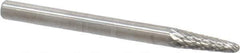 SGS Pro - 1/8" Cut Diam, 1/8" Shank Diam, Taper Head Double Cut Burr - Carbide, Radius End, 3/8" LOC, 1-1/2" OAL - Eagle Tool & Supply