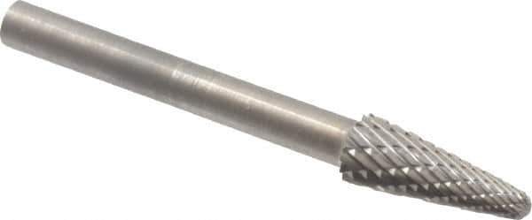 SGS Pro - 3/16" Cut Diam, 1/8" Shank Diam, Taper Head Double Cut Burr - Carbide, Radius End, 1/2" LOC - Eagle Tool & Supply