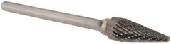 SGS Pro - 1/4" Cut Diam, 1/8" Shank Diam, Cone Head Double Cut Burr - Carbide, Point End, 1/2" LOC, 2-1/8" OAL - Eagle Tool & Supply