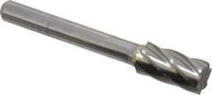 SGS Pro - 3/8" Cut Diam, 1/4" Shank Diam, Cylinder Head Single Cut Burr - Carbide, Flat End, 3/4" LOC, 2-1/2" OAL - Eagle Tool & Supply