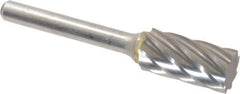 SGS Pro - 1/2" Cut Diam, 1/4" Shank Diam, Cylinder Head Single Cut Burr - Carbide, Flat End, 1" LOC, 2-3/4" OAL - Eagle Tool & Supply