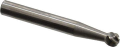 SGS Pro - 1/4" Cut Diam, 1/4" Shank Diam, Ball Head Single Cut Burr - Carbide, Radius End, 7/32" LOC, 2" OAL - Eagle Tool & Supply