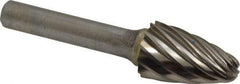 SGS Pro - 3/4" Cut Diam, 3/8" Shank Diam, Tree with Radius Head Single Cut Burr - Carbide, Radius End, 1-1/4" LOC, 3-1/4" OAL - Eagle Tool & Supply