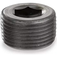 Black Pipe Fittings; Fitting Type: Hex Socket Plug; Fitting Size: 3/4″; Material: Malleable Iron; Finish: Black; Thread Standard: NPT; Connection Type: Threaded; Hex Head Size: .63; Lead Free: No